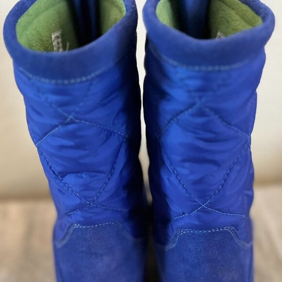 Lands' End Woman's Blue Quilted Suede Weather-Field Outdoor Winter Boots Sz 10 - Picture 3 of 11